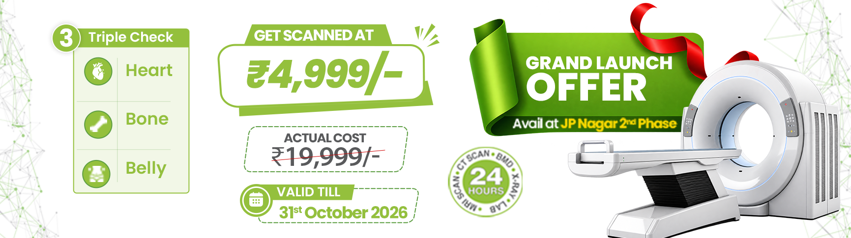 TruScan Diagnostics Grand Launch Offer — Triple Check Heart Bone Belly at JP Nagar 2nd Phase — Rs 4999